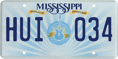 MS license plate HUI034