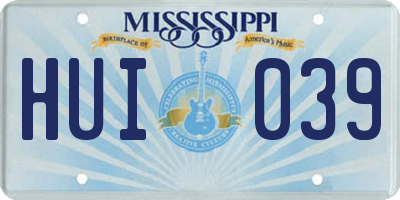 MS license plate HUI039