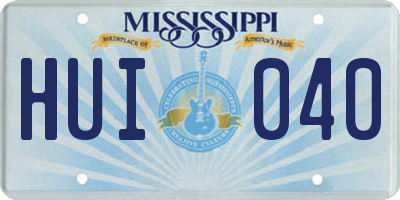 MS license plate HUI040