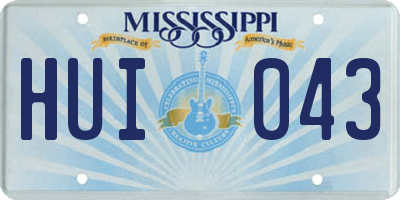 MS license plate HUI043