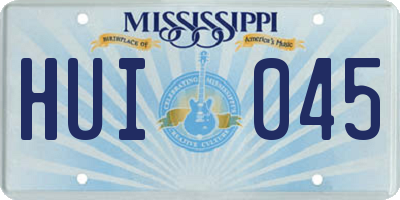 MS license plate HUI045