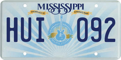 MS license plate HUI092