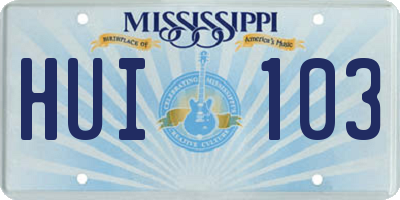 MS license plate HUI103