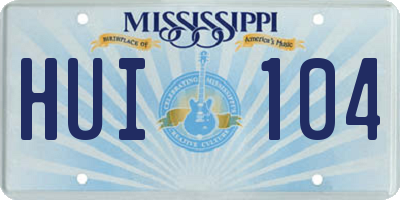 MS license plate HUI104