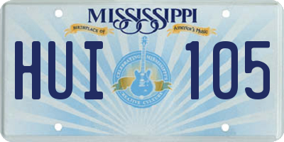 MS license plate HUI105