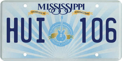 MS license plate HUI106