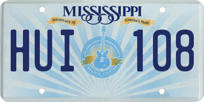 MS license plate HUI108