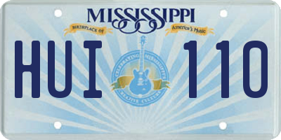 MS license plate HUI110