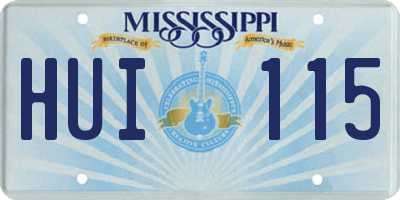 MS license plate HUI115