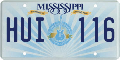 MS license plate HUI116