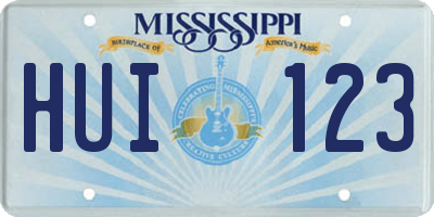 MS license plate HUI123