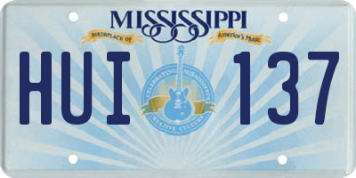 MS license plate HUI137