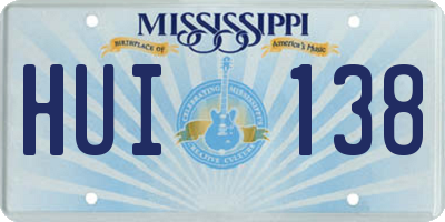 MS license plate HUI138