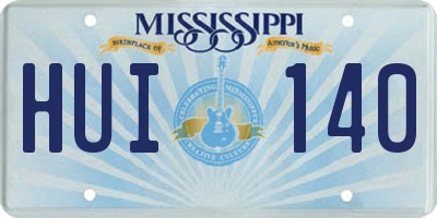 MS license plate HUI140