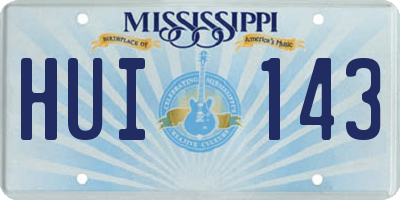 MS license plate HUI143