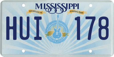 MS license plate HUI178