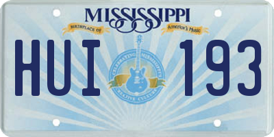 MS license plate HUI193