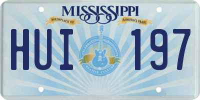 MS license plate HUI197