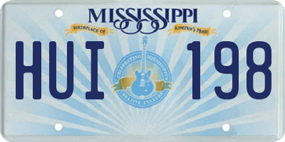 MS license plate HUI198