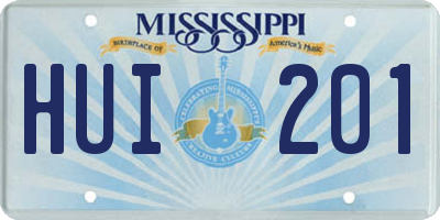 MS license plate HUI201