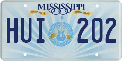 MS license plate HUI202