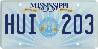 MS license plate HUI203