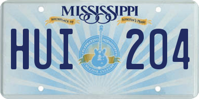MS license plate HUI204