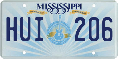 MS license plate HUI206