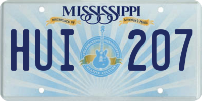 MS license plate HUI207