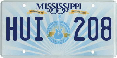 MS license plate HUI208