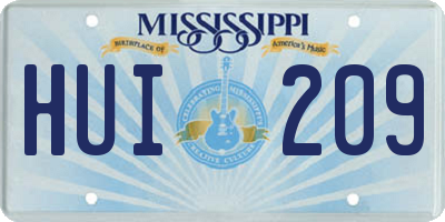MS license plate HUI209