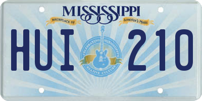 MS license plate HUI210