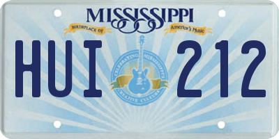 MS license plate HUI212