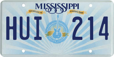 MS license plate HUI214
