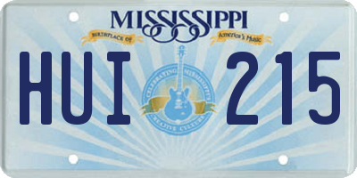 MS license plate HUI215