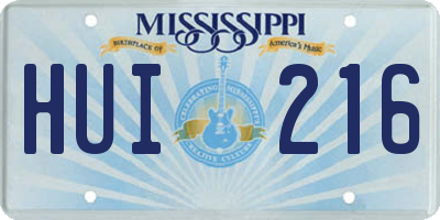 MS license plate HUI216