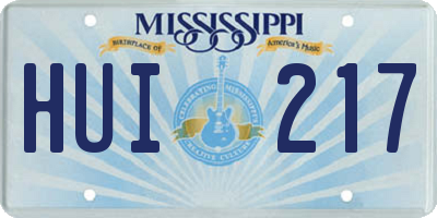 MS license plate HUI217