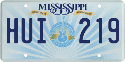 MS license plate HUI219