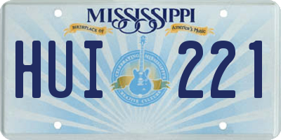 MS license plate HUI221