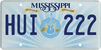 MS license plate HUI222