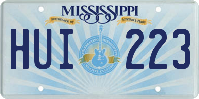 MS license plate HUI223