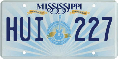 MS license plate HUI227