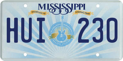 MS license plate HUI230