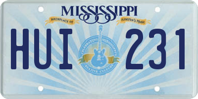 MS license plate HUI231