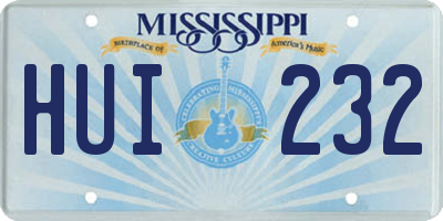 MS license plate HUI232