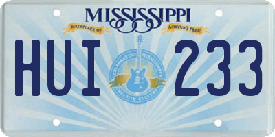 MS license plate HUI233