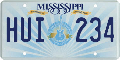 MS license plate HUI234