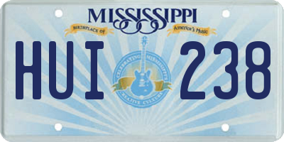 MS license plate HUI238