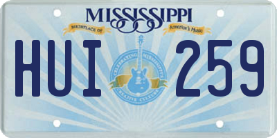 MS license plate HUI259