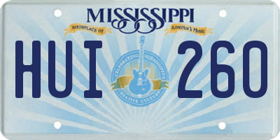 MS license plate HUI260